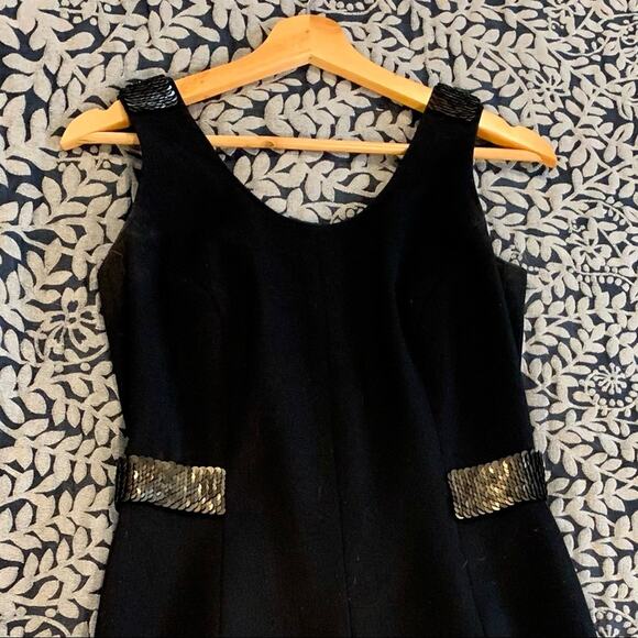 Rag & Bone Black Wool Shift Dress w Matte Sequin Detail - Picture 1 of 16